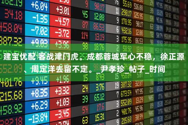 建宝优配 客战津门虎。成都蓉城军心不稳，徐正源、周定洋去留不定。_尹孝珍_帖子_时间